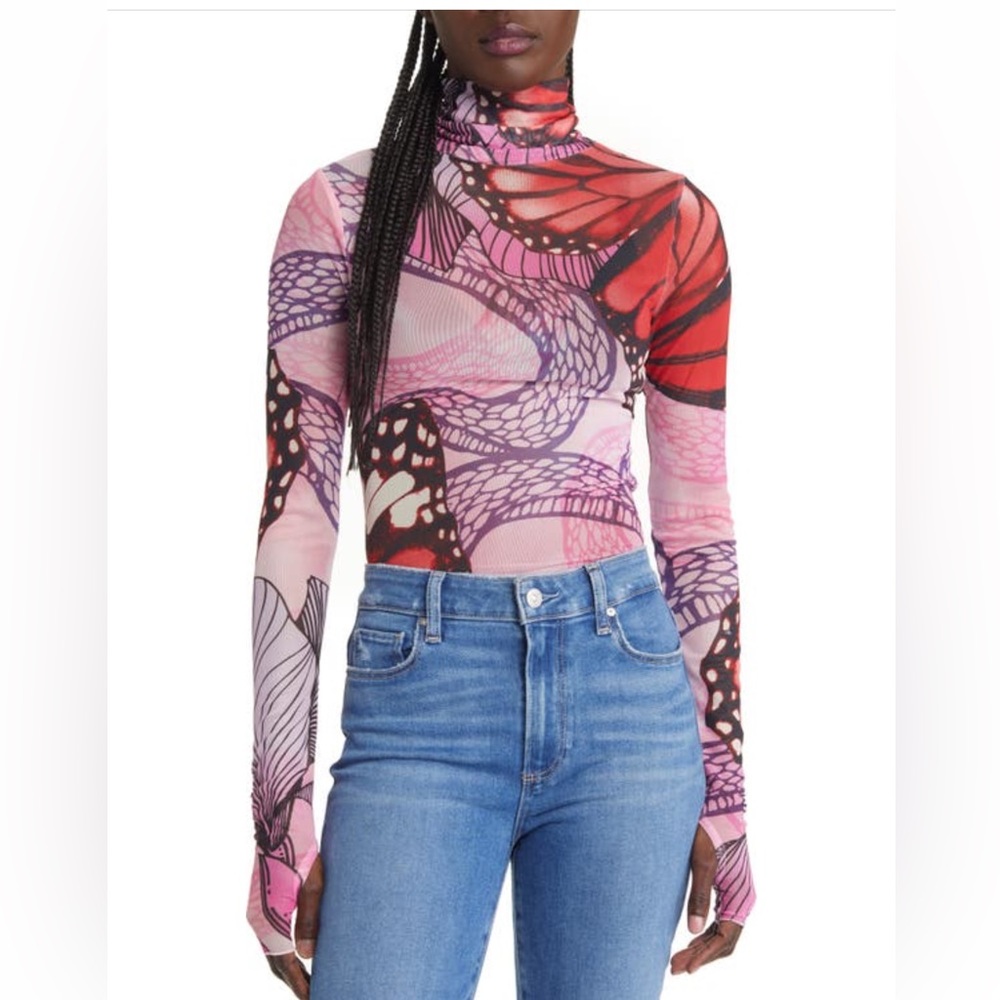 AFRM Sadie mock neck mesh top